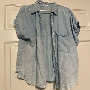 Light Blue Denim Short Sleeve Shirt